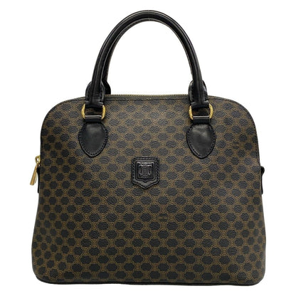 Celine Handbag Macadam Pattern Black Brown Leather