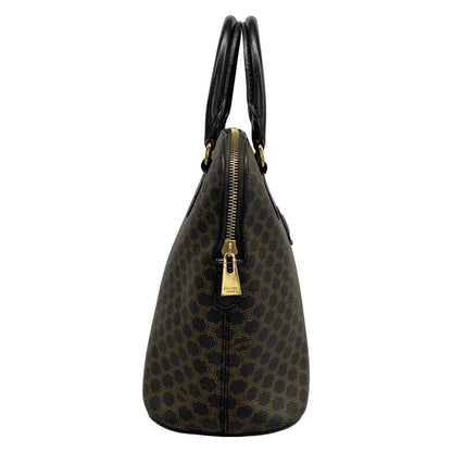 Celine Handbag Macadam Pattern Black Brown Leather — view 2