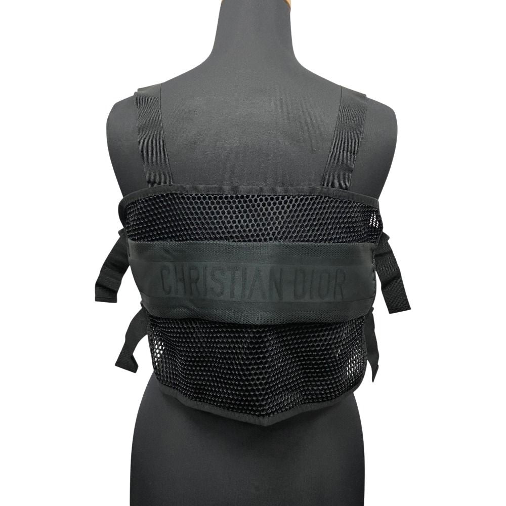 Dior Mesh Vest Sleeveless Top Bustier Logo Black S — view 3