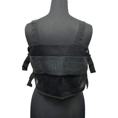 Dior Mesh Vest Sleeveless Top Bustier Logo Black S — view 3