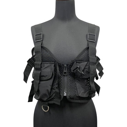 Dior Mesh Vest Sleeveless Top Bustier Logo Black S