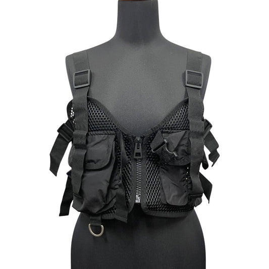 Dior Mesh Vest Sleeveless Top Bustier Logo Black S