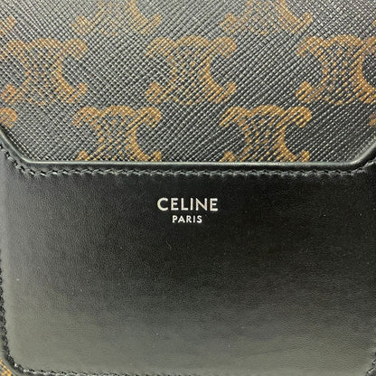 Celine Flap Messenger Shoulder Bag Triomphe Canvas Calfskin Brown — view 7