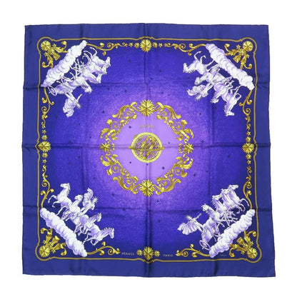 Hermes Cosmos Space View Pegasus Carre 90 Large Scarf Silk Carriage Purple Gold