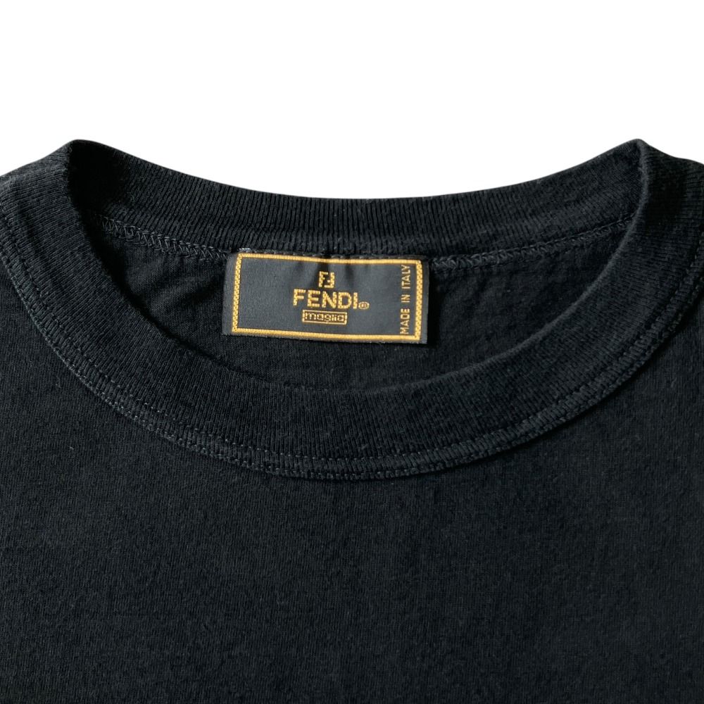 Fendi T-Shirt Short Sleeve Zucca FF Logo Embroidery Vintage Archive Black — view 5