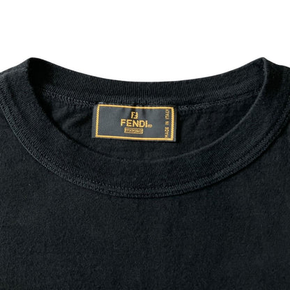 Fendi T-Shirt Short Sleeve Zucca FF Logo Embroidery Vintage Archive Black — view 5