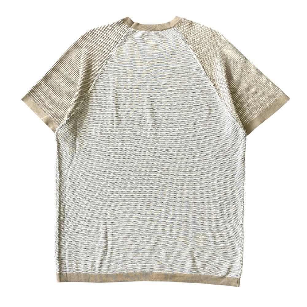 Hermes Cotton Short Sleeve Knit Sweater Top Beige White XL — view 2