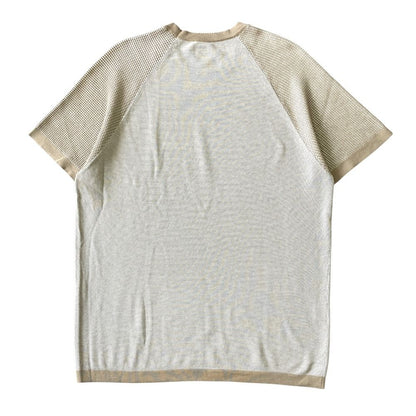 Hermes Cotton Short Sleeve Knit Sweater Top Beige White XL — view 2