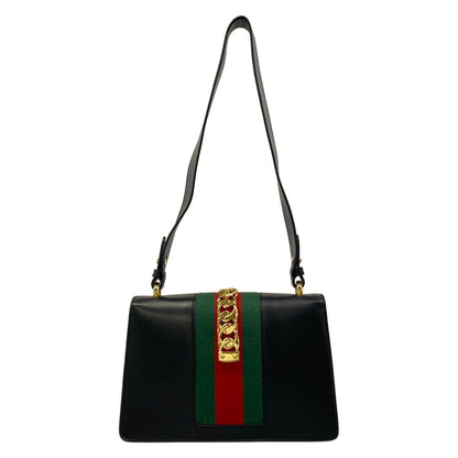 Gucci Shoulder Bag Sylvie Black Green Red Leather — view 3