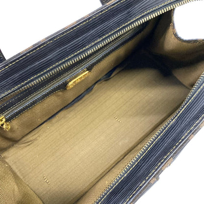 Fendi Handbag Zucca Pattern Black Brown Leather — view 7