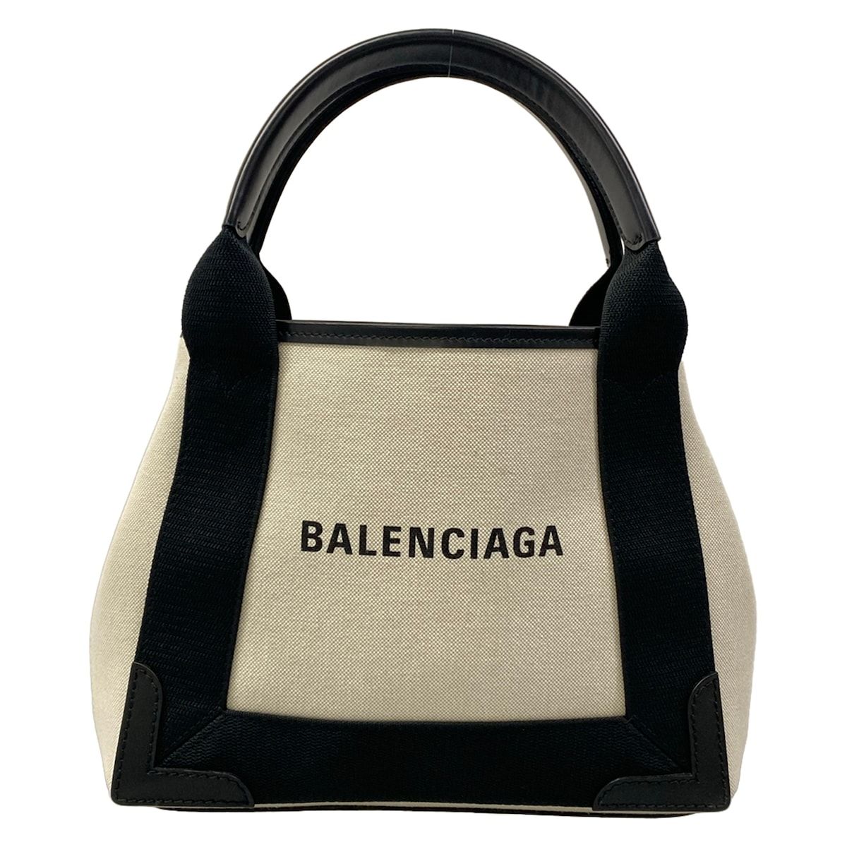Balenciaga Tote Bag Navy Cabas XS Black Ivory Leather