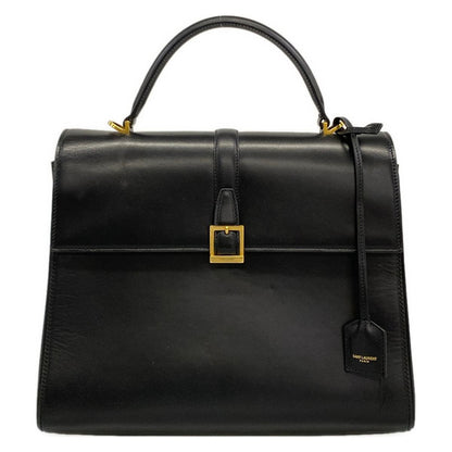 Saint Laurent Paris Handbag Fermoir Top Handle Bag Black Leather