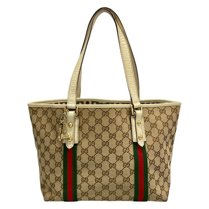 Gucci Tote Bag GG Pattern Sherry Beige Ivory Multi Leather