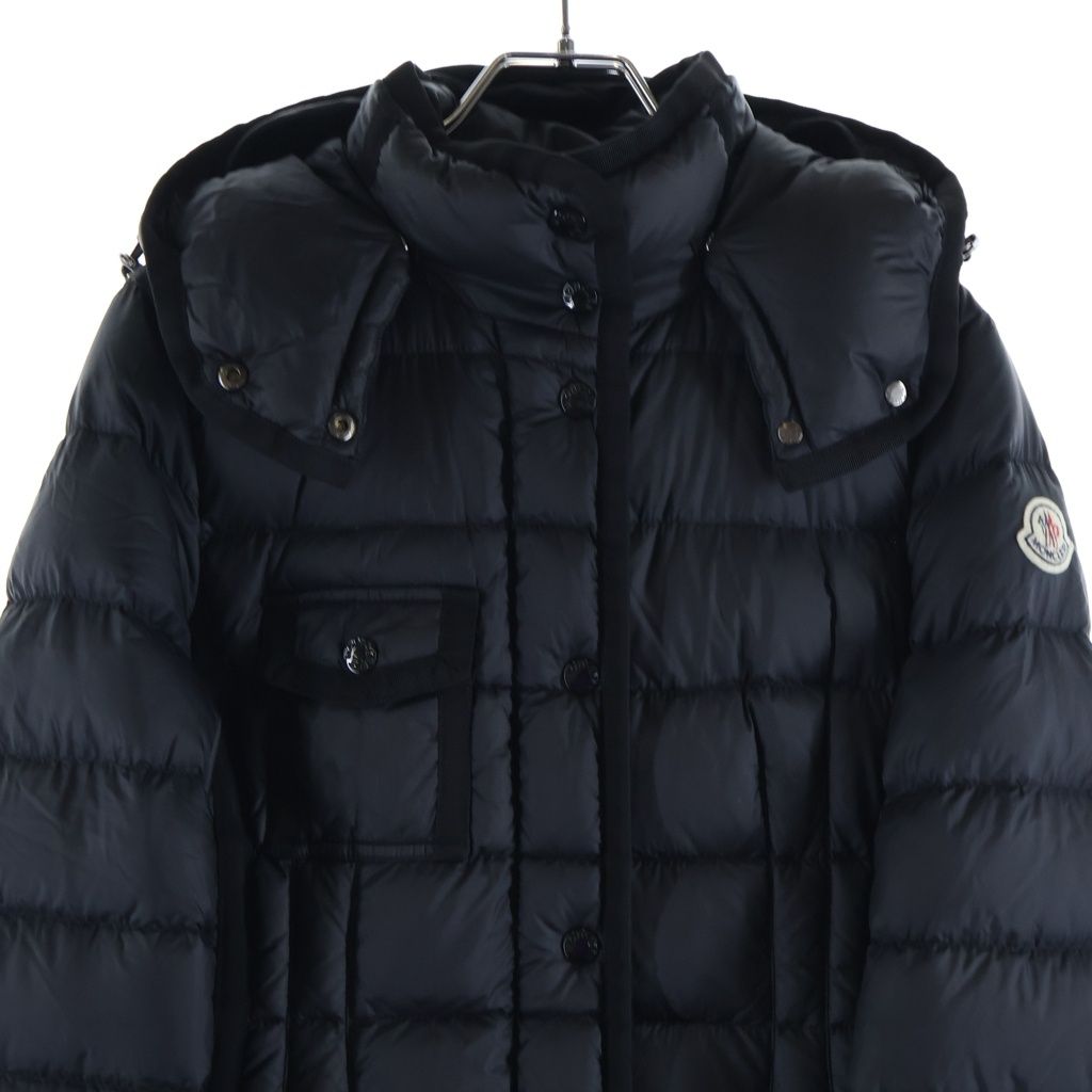 Moncler Hermine Long Down Coat Black — view 3