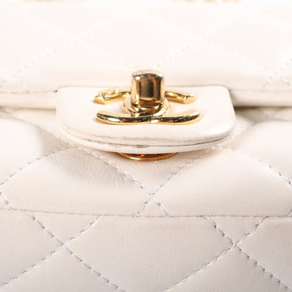 Chanel Quilted Clear Handle Chain 2-Way Mini Shoulder Bag White Lambskin Gold — view 6