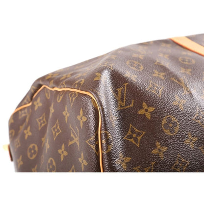 Louis Vuitton Monogram Keepall 55 Boston Bag Brown Leather — view 5