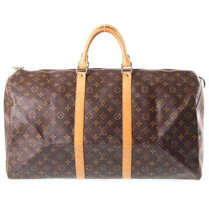 Louis Vuitton Monogram Keepall 55 Boston Bag Brown Leather