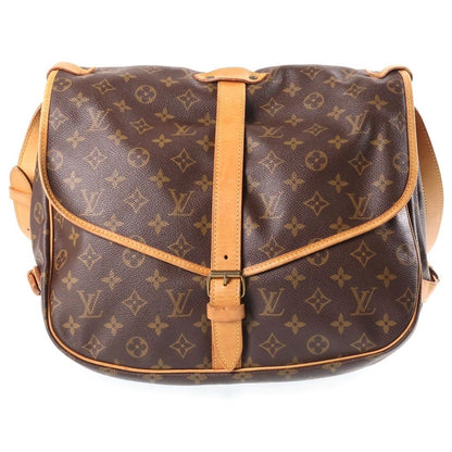 Louis Vuitton Monogram Saumur 30 Shoulder Bag Brown Leather Gold