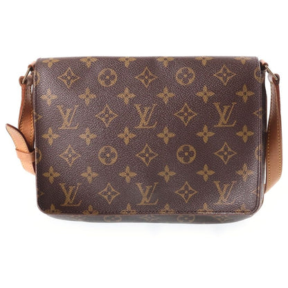Louis Vuitton Monogram Musette Tango Shoulder Bag Brown Leather Gold
