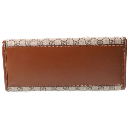 Gucci GG Supreme 2-Way Shoulder Bag Brown Beige Leather Gold — view 4