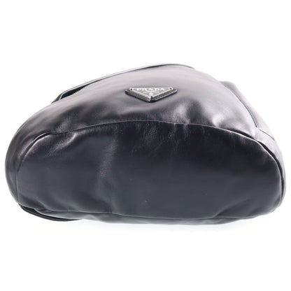 Prada Triangle Logo Shoulder Bag Black Leather Silver — view 4