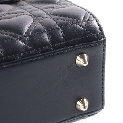 Dior Lady Dior Heart Cannage 2-Way Shoulder Bag Black Leather Gold — view 6
