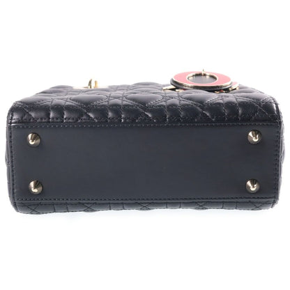 Dior Lady Dior Heart Cannage 2-Way Shoulder Bag Black Leather Gold — view 4