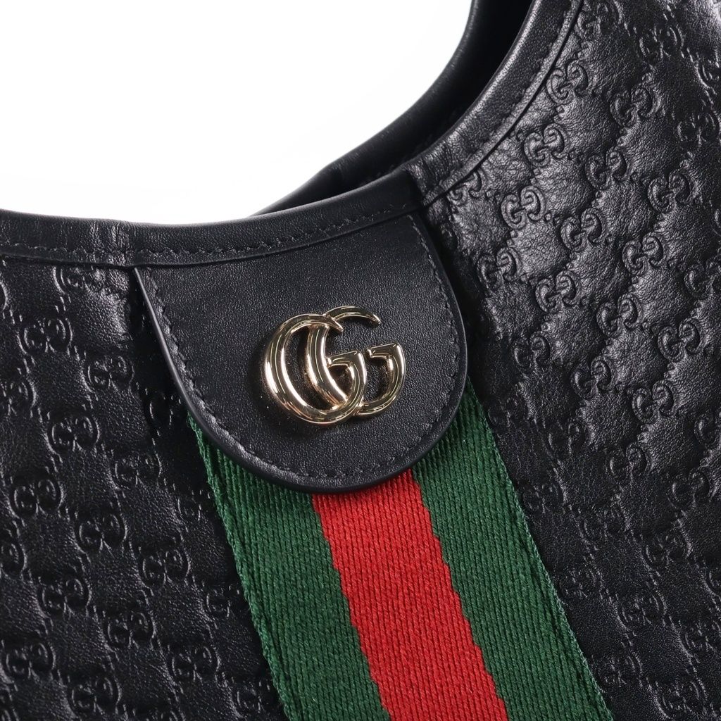 Gucci Ophidia Tote GG Embossed Shoulder Bag Black Leather Gold — view 6