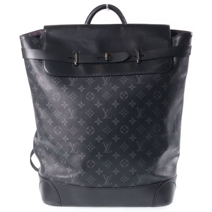 Louis Vuitton Monogram Eclipse Steamer Backpack Black Leather Silver