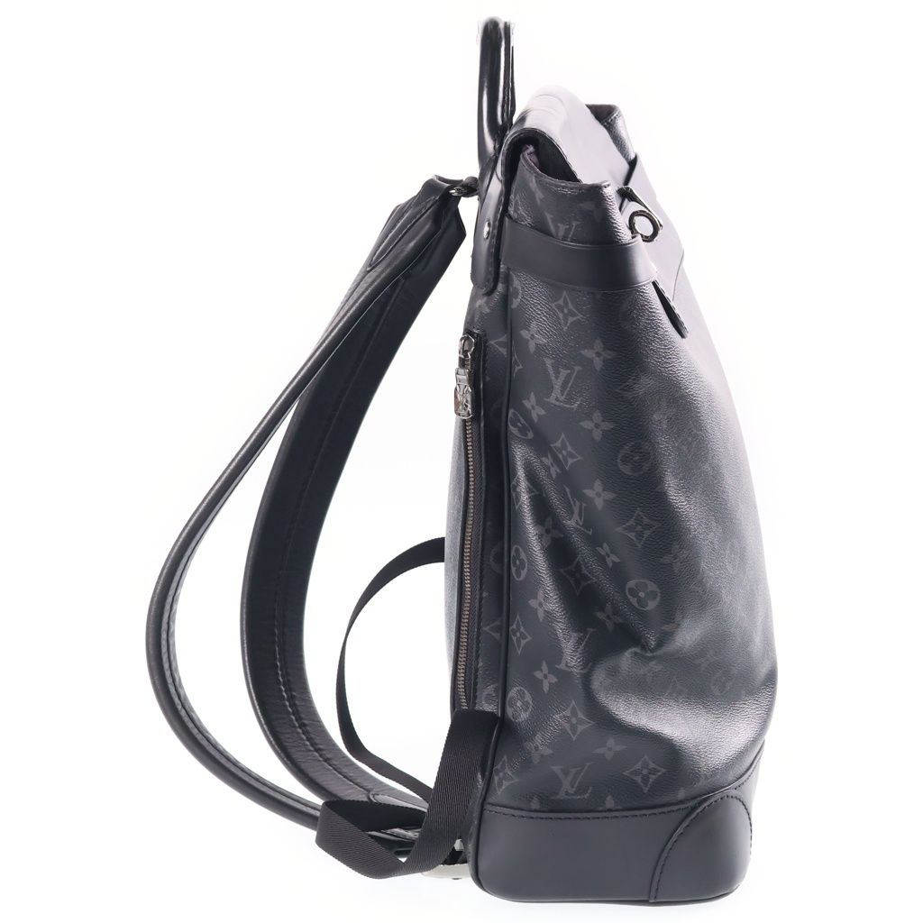 Louis Vuitton Monogram Eclipse Steamer Backpack Black Leather Silver — view 3