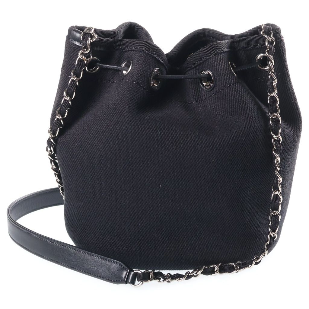 Chanel Deauville Drawstring Shoulder Bag Canvas Black — view 2