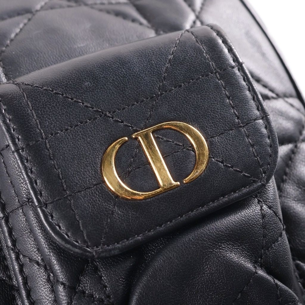 Dior Caro Backpack Medium Black Lambskin — view 6
