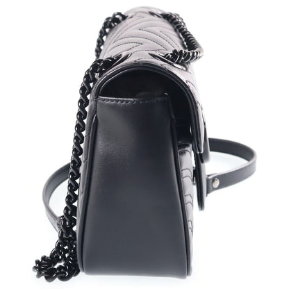 Gucci GG Marmont Chain Shoulder Bag Black Leather — view 3