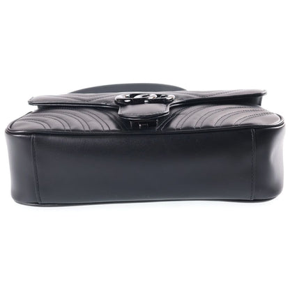 Gucci GG Marmont Chain Shoulder Bag Black Leather — view 4
