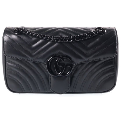 Gucci GG Marmont Chain Shoulder Bag Black Leather