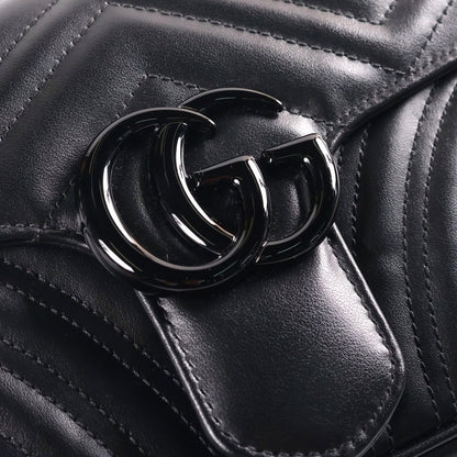 Gucci GG Marmont Chain Shoulder Bag Black Leather — view 6