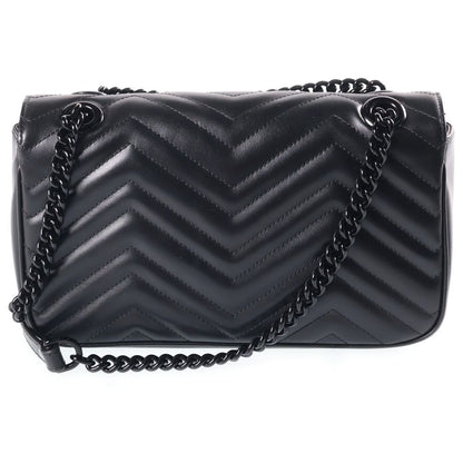 Gucci GG Marmont Chain Shoulder Bag Black Leather — view 2