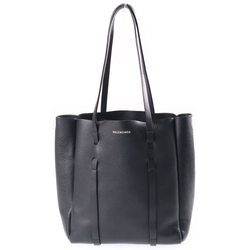 Balenciaga Everyday 2-Way Tote Shoulder Bag Black Leather Silver