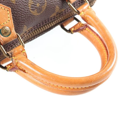 Louis Vuitton Monogram Mini Speedy 2-Way Shoulder Bag Mini Brown Leather Gold — view 6