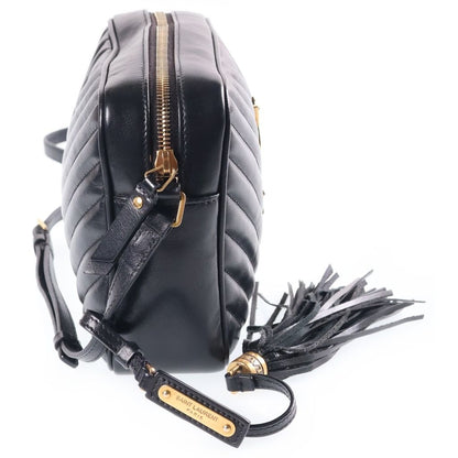 Saint Laurent Lou Fringe Camera Bag Black Leather Gold — view 3