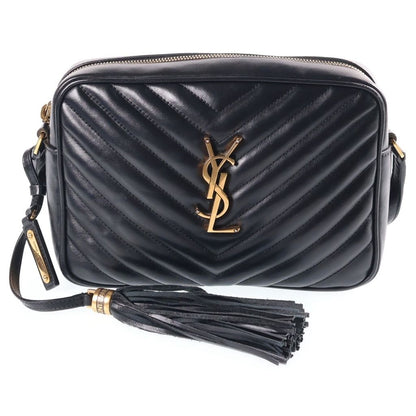 Saint Laurent Lou Fringe Camera Bag Black Leather Gold