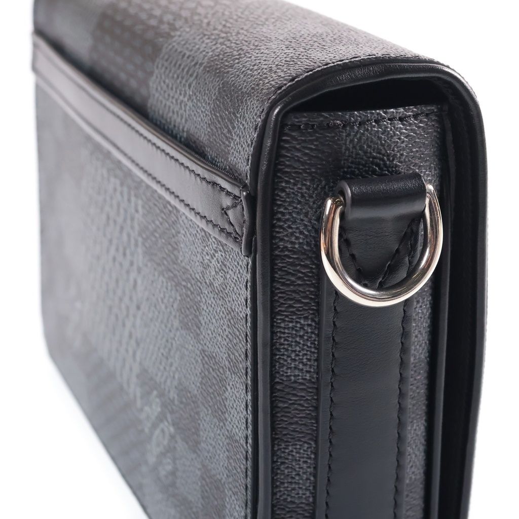 Louis Vuitton Damier Graphite Studio Messenger Shoulder Bag Black Leather Silver — view 6