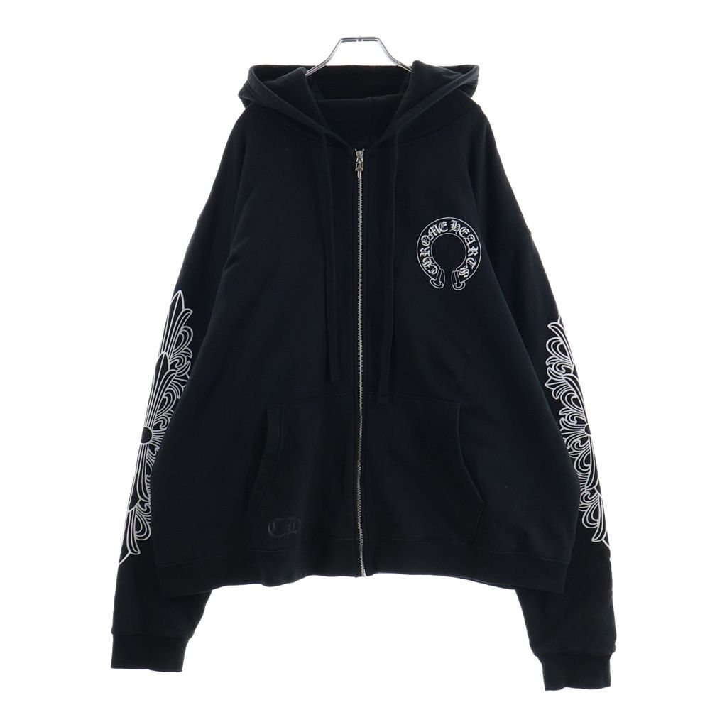 Chrome Hearts Sweatshirt HD Zip Sleeves Floral Horseshoe Printed Lining Thermal — view 2
