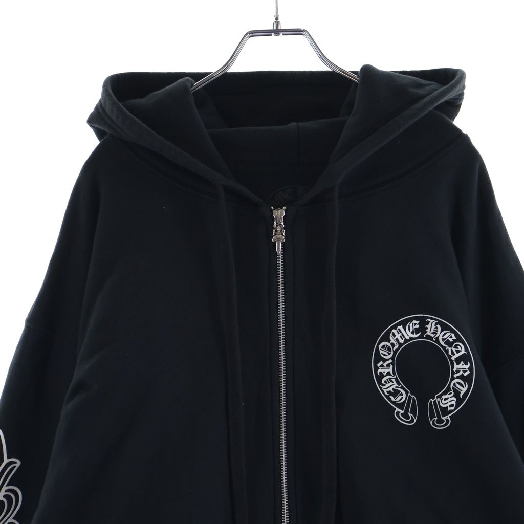 Chrome Hearts Sweatshirt HD Zip Sleeves Floral Horseshoe Printed Lining Thermal — view 3