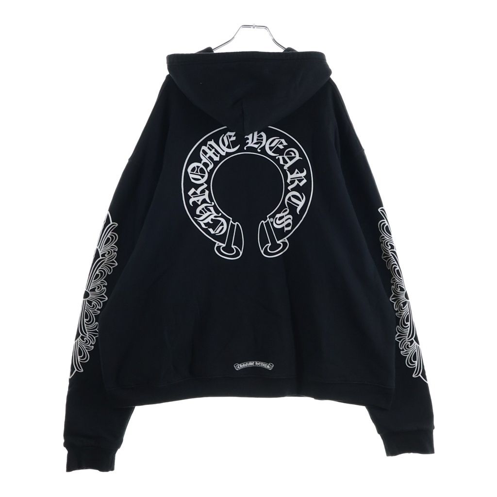 Chrome Hearts Sweatshirt HD Zip Sleeves Floral Horseshoe Printed Lining Thermal