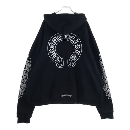 Chrome Hearts Sweatshirt HD Zip Sleeves Floral Horseshoe Printed Lining Thermal