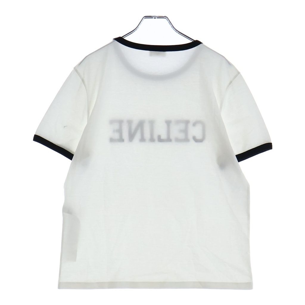 Celine Regular T-Shirt in Cotton Jersey Logo Print Crew Neck Ringer Short — view 2