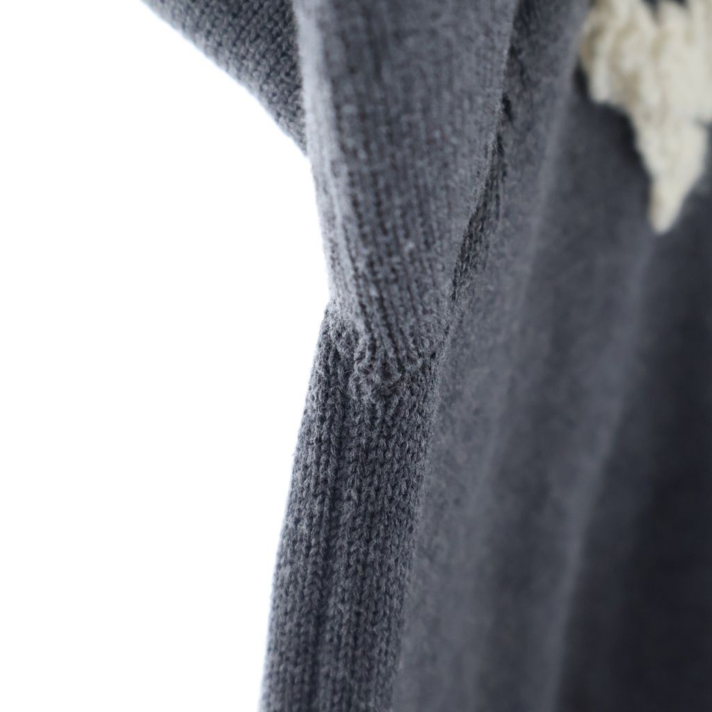 Moncler Stripe Sleeve Logo Cotton Knit Sweater Gray — view 6