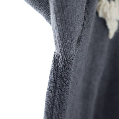 Moncler Stripe Sleeve Logo Cotton Knit Sweater Gray — view 6