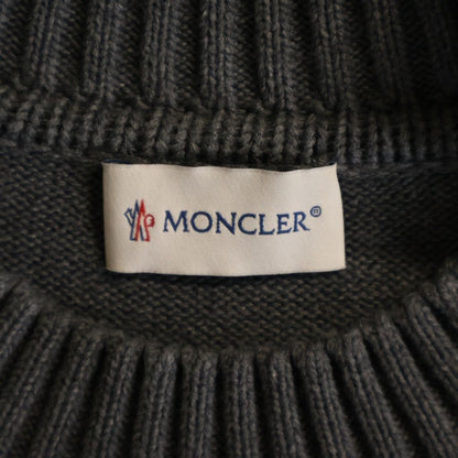 Moncler Stripe Sleeve Logo Cotton Knit Sweater Gray — view 7